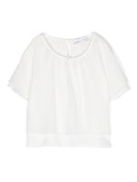 Monnalisa blouse volantée à col ras du cou - Blanc