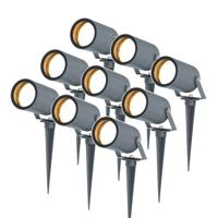 Set van 9 Spikey LED prikspots - GU10 5 Watt 400 lumen - Dimbaar - Kantelbaar - 4000K neutraal wit - IP65 waterdicht - Antraciet - Tuinspots - Pinspots