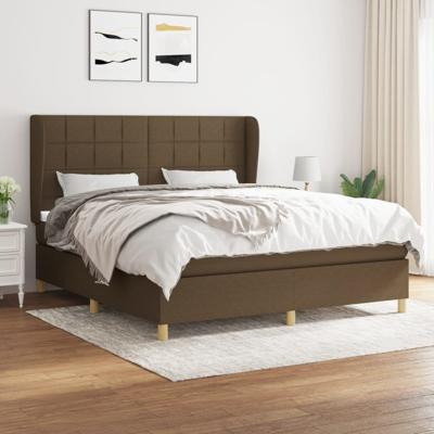 Boxspring met matras stof donkerbruin 180x200 cm