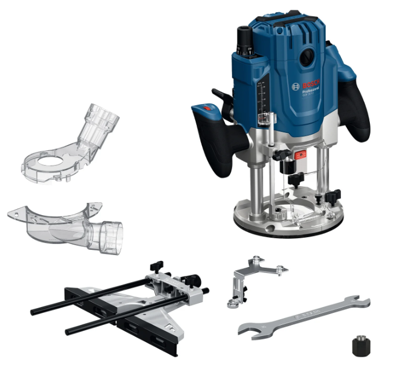 Bosch Blauw GOF 20-12 Bovenfrees | Incl. Sleutel, Parallelgeleider, 2x Spantang, 2x Stofadapter, 2x Rolgeleider - 0601627220