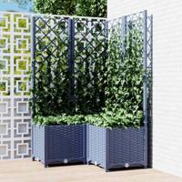 Plantenbak met latwerk 80x80x136 cm polypropeen blauwgrijs