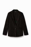 Slim fit blazer met stiksels - BLACK - M - thumbnail