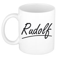 Rudolf voornaam kado beker / mok sierlijke letters - gepersonaliseerde mok met naam - Naam mokken - thumbnail