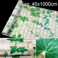 Groene blad witte bakstenen creatieve 3D steen baksteen decoratie behang Stickers slaapkamer woonkamer muur waterdicht Wallpaper Roll grootte: 45 * 1