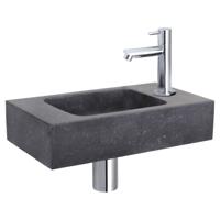 Differnz fonteinset bombai black - natuursteen - kraan recht - 40 x 22 x 9 cm - chroom