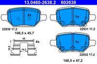 Remblokkenset, schijfrem ATE, u.a. für Opel, Vauxhall, Chevrolet