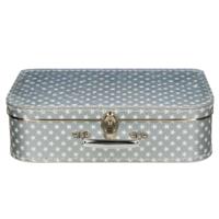 Kinderkoffer sterren - zilver - 35 cm - karton - logeerkoffer / opbergkoffer - kraamcadeau