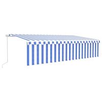 vidaXL Luifel handmatig uittrekbaar met rolgordijn 6x3 m blauw en wit