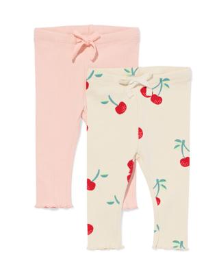 051 Babyleggings Rib Kersen - 2 Paar Ecru (ecru)