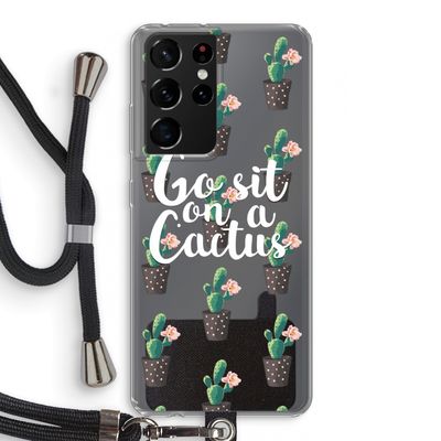 Cactus quote: Samsung Galaxy S21 Ultra Transparant Hoesje met koord