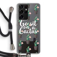 Cactus quote: Samsung Galaxy S21 Ultra Transparant Hoesje met koord