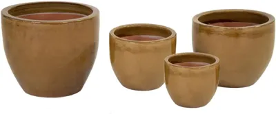 Mega Collections Geglazuurde Bloempot Egg Ø48x41 cm - Honinggeel