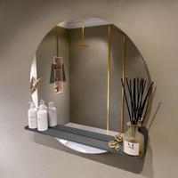 MONDIAZ SPOT spiegel rond 80cm met Spiegelplanchet kleur Dark Grey.