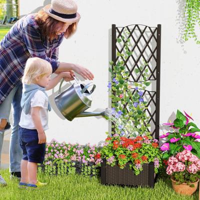 Bloembak met Klimrek Plantenbak voor Klimplanten Hoge Bak met Spaliers 40 x 40 x 122 cm Bruin