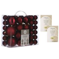 46x stuks kunststof kerstballen donkerrood 4, 6 en 8 cm inclusief kerstbalhaakjes - Kerstbal