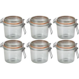 Voorraad/weckpot - 6x - transparant - glas - 10 x 8,5 cm - 350 ml - Le Parfait