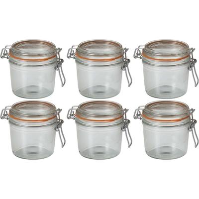 Voorraad/weckpot - 6x - transparant - glas - 10 x 8,5 cm - 350 ml - Le Parfait
