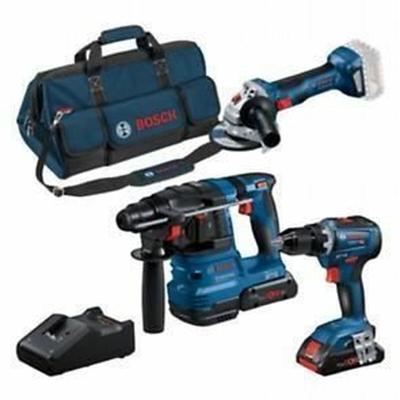 Set met boor en accessoires BOSCH GSR 18V-55 + GWS 18V-7 + GBH 18V-22