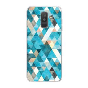 Gekleurde driehoekjes blauw: Samsung Galaxy A6 Plus (2018) Transparant Hoesje