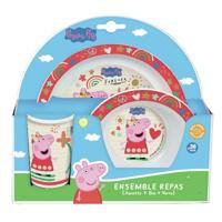 Peppa Pig servies setje - 3-delig - kunststof - kinderen - bord/kom/beker
