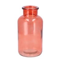 DK Design Bloemenvaas melkbus fles - helder glas koraalroze - D10 x H20 cm   -