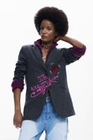 GECombineerde blazer met capuchon - BLACK - S