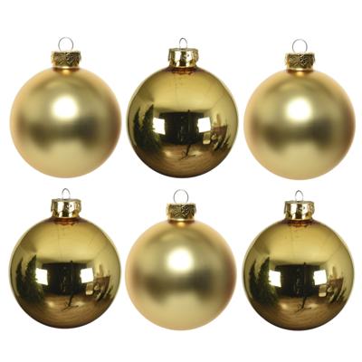 Decoris Kerstballen - 6x stuks - goud - D8 cm - glas - glans en mat - kerstversiering Decoris Kerstballen - 6x stuks - goud - D8 cm - glas - glans en mat - kerstversiering