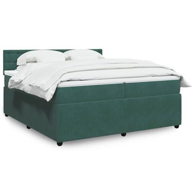 Boxspring met matras fluweel donkergroen 200x200 cm