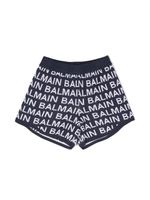 Balmain Kids short à logo intarsia - Bleu