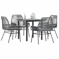 5-delige Tuinset met kussens poly rattan glas grijs