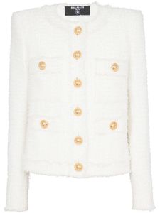 Balmain veste en tweed à simple boutonnage - Blanc