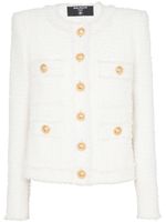 Balmain veste en tweed à simple boutonnage - Blanc