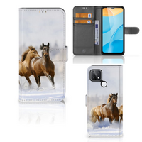 OPPO A15 Telefoonhoesje met Pasjes Paarden - thumbnail