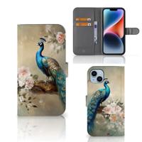 Telefoonhoesje | Met pasjeshouder | voor iPhone 15 Plus Vintage Pauwen