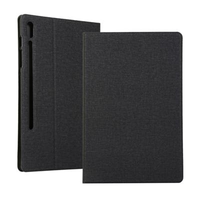 Spanning stretch stof textuur horizontale Flip lederen case voor Galaxy tab S6 T860 met houder (zwart)