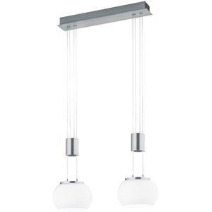 LED Hanglamp - Hangverlichting - Trion Maliba - 16W - 2-lichts - Warm Wit 3000K - Dimbaar - Rechthoek - Mat Nikkel - Aluminium