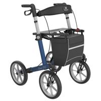Rollator Server OS | Grote wielen | Soft banden | Electric blue | Lengte: 165 - 195 cm | Met rugsteun en tas | Lichtgewicht rollator | Rehasense
