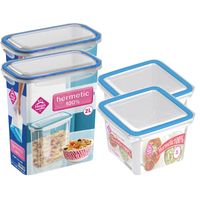 4x Voorraad/vershoudbakjes 2 liter transparant/blauw 4x Voorraad/vershoudbakjes 2 liter transparant/blauw