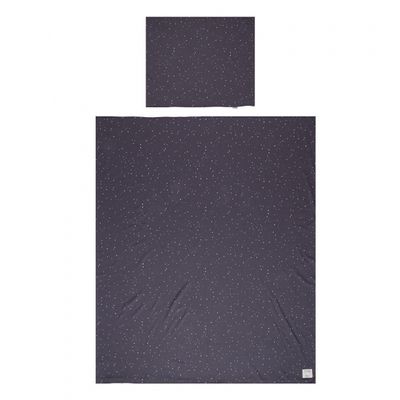 Little Indians dekbedovertrek Dots junior 140 x 200 cm katoen grijs