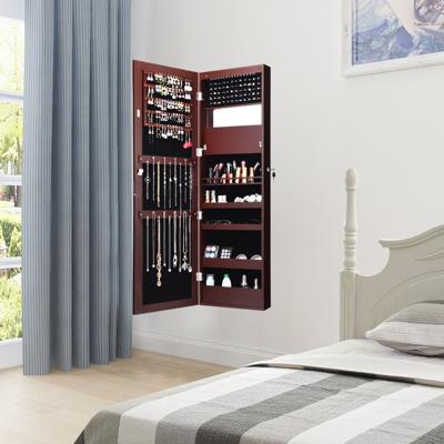 120 cm Sieradenkast met Spiegel en Ingebouwde Make-Upspiegel Sieradenspiegelkast voor Ringen Kettinghaken Oorbellen Zwart/Wit/Bruin