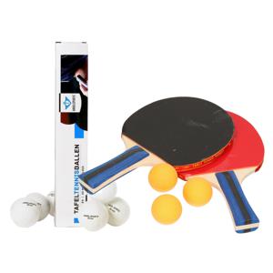 Tafeltennis setje - 2x bats en 9x ballen - hout/kunststof - 26 x 15 cm - pingpong