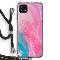 Roze explosie: Samsung Galaxy A22 5G Transparant Hoesje met koord Roze explosie: Samsung Galaxy A22 5G Transparant Hoesje met koord