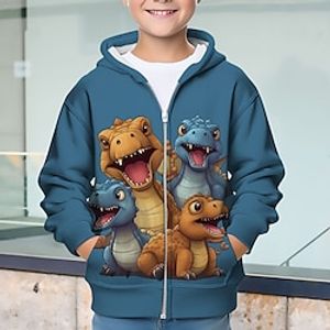 Jongens 3D Dinosaurus Trui met capuchon Jas Overkleding Lange mouw 3D-afdrukken Herfst Winter Modieus Streetwear Stoer Polyester Kinderen 3-12 jaar Buiten Casual Dagelijks Normale pasvorm Lightinthebox