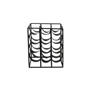 Wijnrek 12 Flessen - 30x32x42 - Zwart - Metaal / Leder