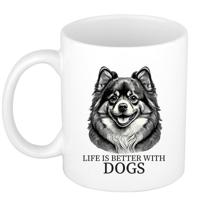 Cadeau mok voor honden liefhebbers - Pomeriaan - wit - pentekening - keramiek - 300 ml
