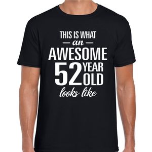 Awesome 52 year / 52 jaar cadeau t-shirt zwart heren