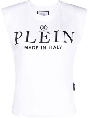 Philipp Plein débardeur en coton à logo imprimé - Blanc