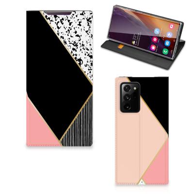 Samsung Galaxy Note 20 Ultra Stand Case Zwart Roze Vormen