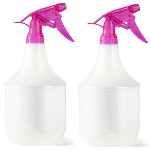 Plantenspuit met een inhoud van 1 liter - 2x - wit - roze verstuiver - 25 cm - kunststof