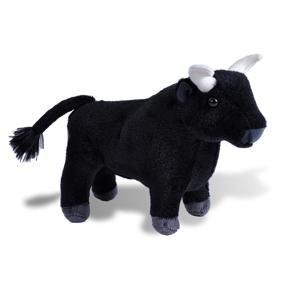 Wild Republic Spaanse stier - pluche - zwart - 20 cm - knuffeldieren - vechtstieren